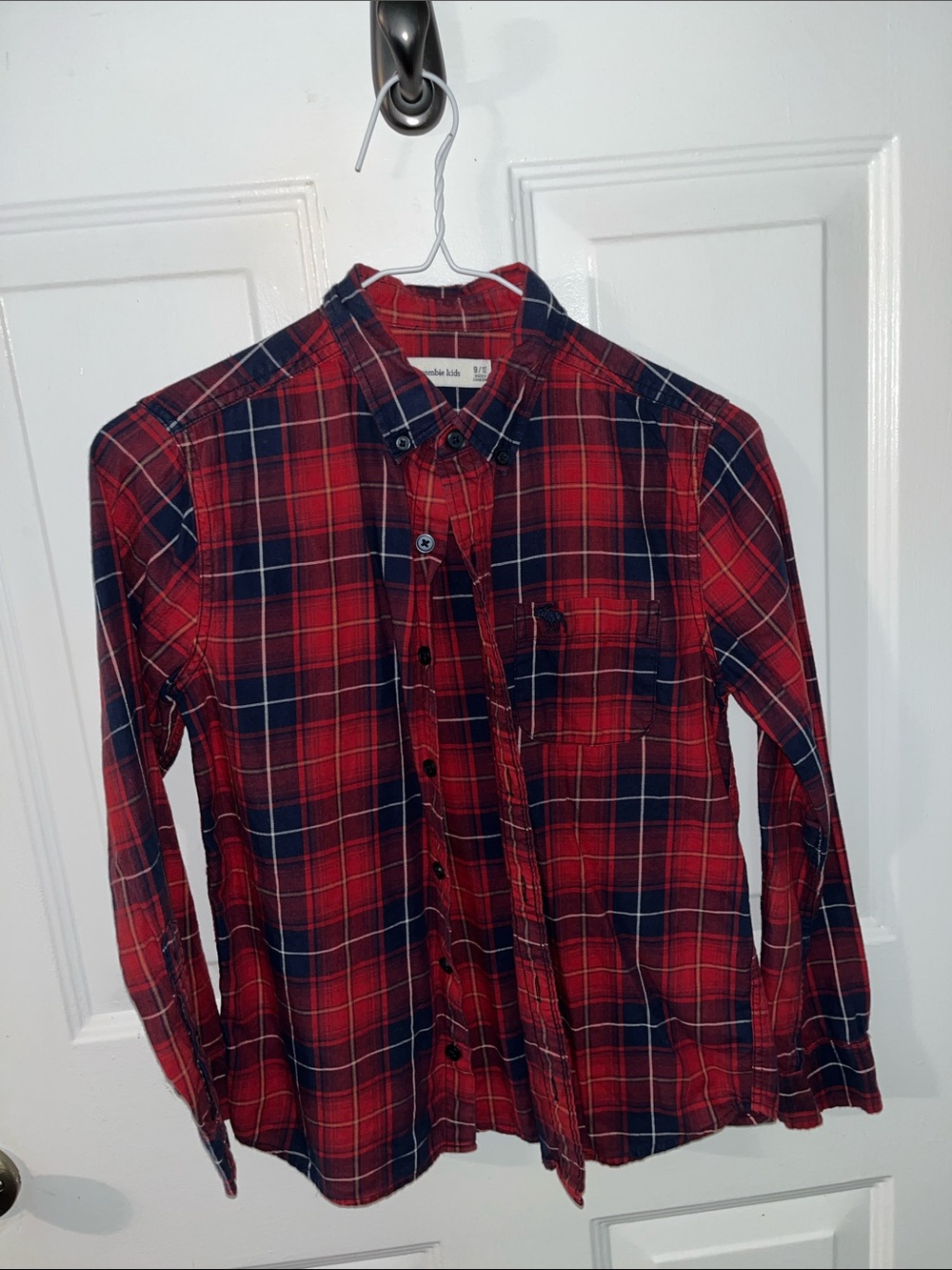 abercrombie kids Red and Navy Plaid Button-Down Shirt